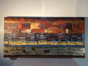 lot 35 image: Contemporary Abstract Mosaic Canvas Wall Art in Bold Textures and Colors
