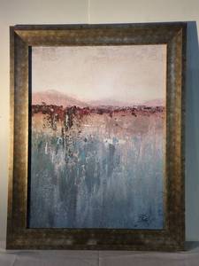 lot 36 image: Large Framed Abstract Landscape Artwork by W Facsimile Artist Signature in Textured Finish