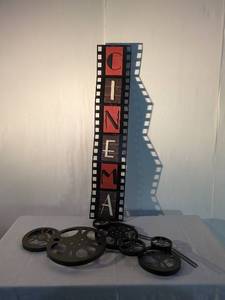 lot 38 image: Retro Cinema Decor Filmstrip With Reels Stylish Wall Art Piece For Home Theater