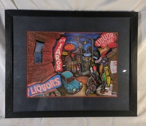 lot 59 image: Framed Art Print Lowry & Marshall by Michael Birawer Vibrant Urban Scene