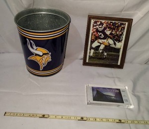 lot 140 image: Minnesota Vikings Memorable Collectibles Bundle NFL Fan Autographed Ted Brown Frame