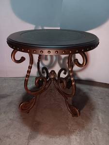 lot 72 image: Exquisite Wrought Iron Table with Decorative Top, Ideal Home Decor