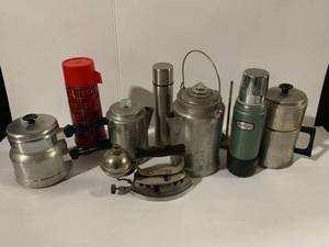 lot 97A image: Vintage Stanley Thermos, Diamond Iron & Assorted Kitchenware Collection