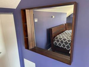 lot 10 image: Large Decorative Wall Mirror with Shelves