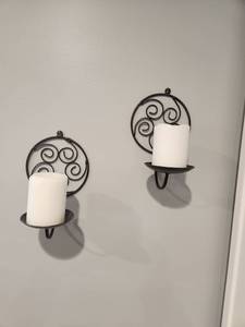 lot 55 image: Metal Wall Candle Sconces and tea light candles