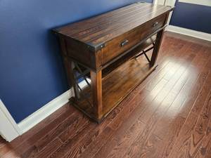 lot 63 image: Industrial Wood Console Table