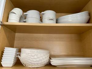 lot 142 image: Large Variety of White Dinnerware and Serving Dishes as seen in photo