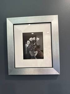 lot 160 image: Framed Black & White Floral Photo