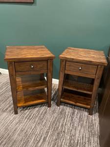 lot 201 image: Pair of Wooden Nightstands