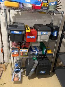 lot 279 image: HDX Heavy-Duty Metal Shelf Unit Only. Contents not included.