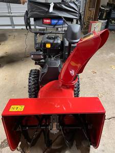 lot 2 image: Toro Power Max 828 OAE Snow Blower Like New Two Stage Gas Snow Blower with Electric Start, Triggerless Steering and Headlight.
