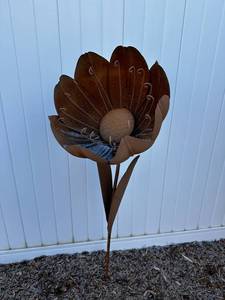 lot 380 image: Rustic Metal Flower Garden Sculptures