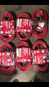 lot 18 image: Lot of  50 ft. 143 Single Lighted Locking Extension Cord, Red and Black   Customer Returns See Pictures
