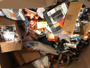 lot 45 image: Gaylord of Assorted Hardware, wheels, casters, Chair Leg Floor Protectors, and more Various Models and Conditions  Customer Returns See Pictures