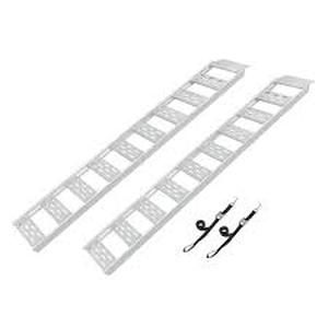 lot 9 image: CargoSmart 12 in. W x 78 in. L 1250 lbs. Capacity Aluminum Straight Fixed Truck Loading Ramp with Treads (Includes 2 Ramps) Customer Returns See Pictures