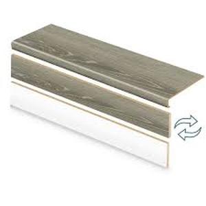 lot 37 image: Lot of 8 Cap A Tread Sterling Oak 47 in. L x 12.15 in. W x 2.28 in. T Vinyl Stair Tread and Reversible Riser Kit Customer Returns See Pictures