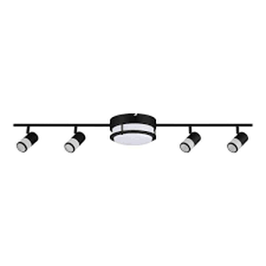 lot 38 image: Hampton Bay Greyrock 3.47 ft. 4-Light Matte Black Integrated LED Fixed Track Lighting Kit with Rotating Heads and Flush Mount Light customer Returns See Pictures