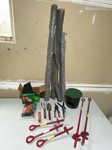 Earth Anchors and Gardening Supplies Lot