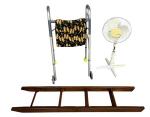 Drive Walker, Homes Fan (working), and 58 Wooden Bunk Bed Ladder in used condition