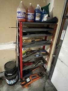 Metal Shelving Unit (58 T x 30 W x 12 D) and Contents