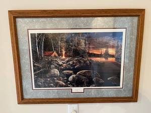 Nice Jim Hansel Twilight Fire Framed and Signed Art Print (31 x 23)
