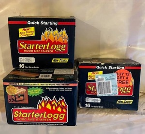 3 New Starter Logg Wood Fire Starter Boxes - Located in Basement