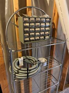 68 Tall Metal Storage Shelving Rack with Contents (68 T x 23.5 W x 13 D) - Located in the Basement