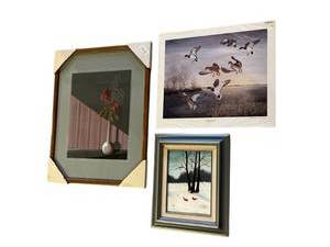 Nice Art Lot including Mallards at My Place by Fionna Crowley (19.5 x 23) Signed 90450 - Located in Basement