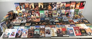 lot 258 image: Table Full of VHS Tapes Plus 2 Boxes of VHS Tapes