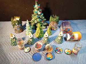 lot 65 image: Ceramic trees with the bulb inserts and more