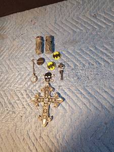 lot 55 image: 2 Lighter holders, pins, pendants and more