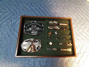 lot 38 image: Swank cuff links, tie clasps and others and belt buckles
