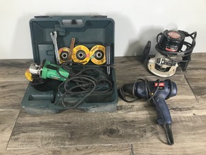 lot 290 image: 3 Electric Power Tools - Grinder - Router and Drill