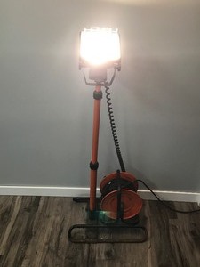 lot 345 image: Construction Light on Stand with Reel for Extension Cord