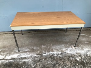 lot 357 image: Metal Framed Table with Wood Top