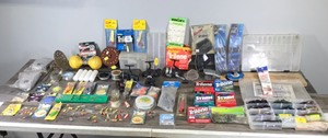 lot 374 image: Lot of Fishing Items and More - Tackle - Line - Reels