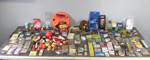 lot 377 image: Lot of Fishing Items and More - Tackle - Tip Up - Bobbers (vintage and new) - Reels