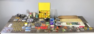 lot 386 image: Lot of Fishing Items - Tackle - Spinner Blades - Tackle Box Full of Jigs - Reels - Filet Fish Cleaning Boards - Reels and More