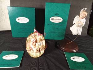 lot 156 image: 2) 1993 Hallmark hand painted & handcrafted limited-edition Collectors Club Gentle Tidings and Sharing Christmas ornaments