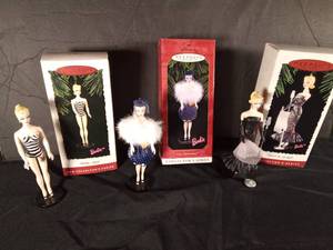 lot 158 image: Hallmark 1994 Debut, Gay Parisienne, and Solo on the Spotlight Barbie ornaments