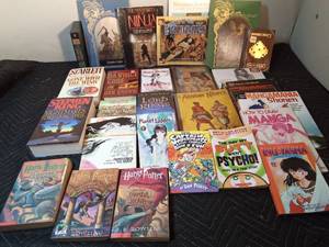 lot 207 image: Tote of books including Dungeons & Dragons, Harry Potter, Ninja, Steven King and more