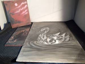 lot 214 image: 3 Canvas paintings