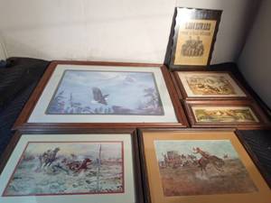 lot 217 image: Western prints, Eagle print with frames and more