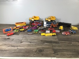 lot 408 image: Lot of Die Cast Cars - Trucks - Motorcycles - Trains and Trailers