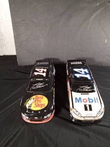 lot 247 image: 2 signed Tony Stewart collectable sculpted race cars #14 Pro Bass No. 308 out of 1,314 and #14 Mobile 1 No.299 out of 1,414