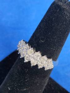 New Sterling Silver Diamond-Accent Pyramid Ring, Size 6