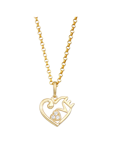 New Tiara Kids 14K Gold Diamond-Accent Love Pendant with Gold-Filled Chain