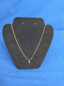 18 Gold Tone and Cubic Zirconia Necklace