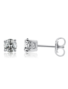 New 14K White Gold 14 ct tw Round Diamond Solitaire Stud Earrings