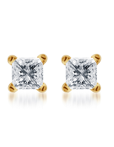 New14K Gold 14 ct tw Princess-Cut Diamond Solitaire Stud Earrings